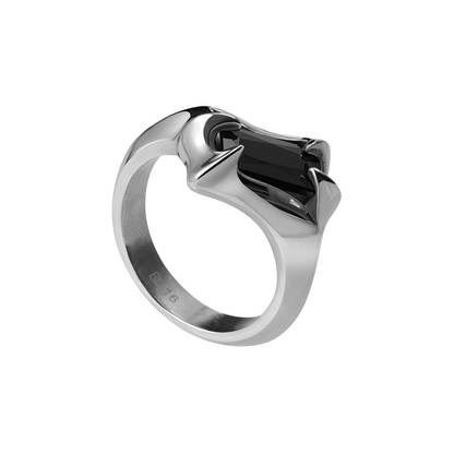 Spiked Black Square-Cut Ring