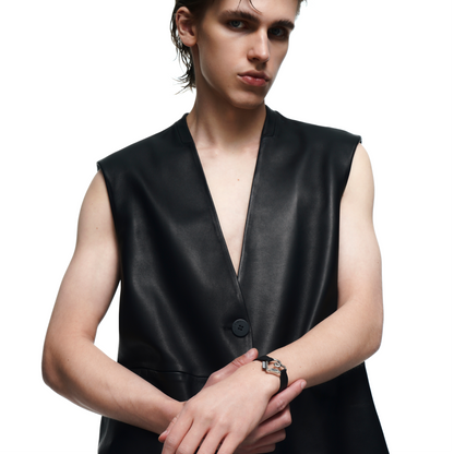 Logo Gel Label Heart Leather Bracelet