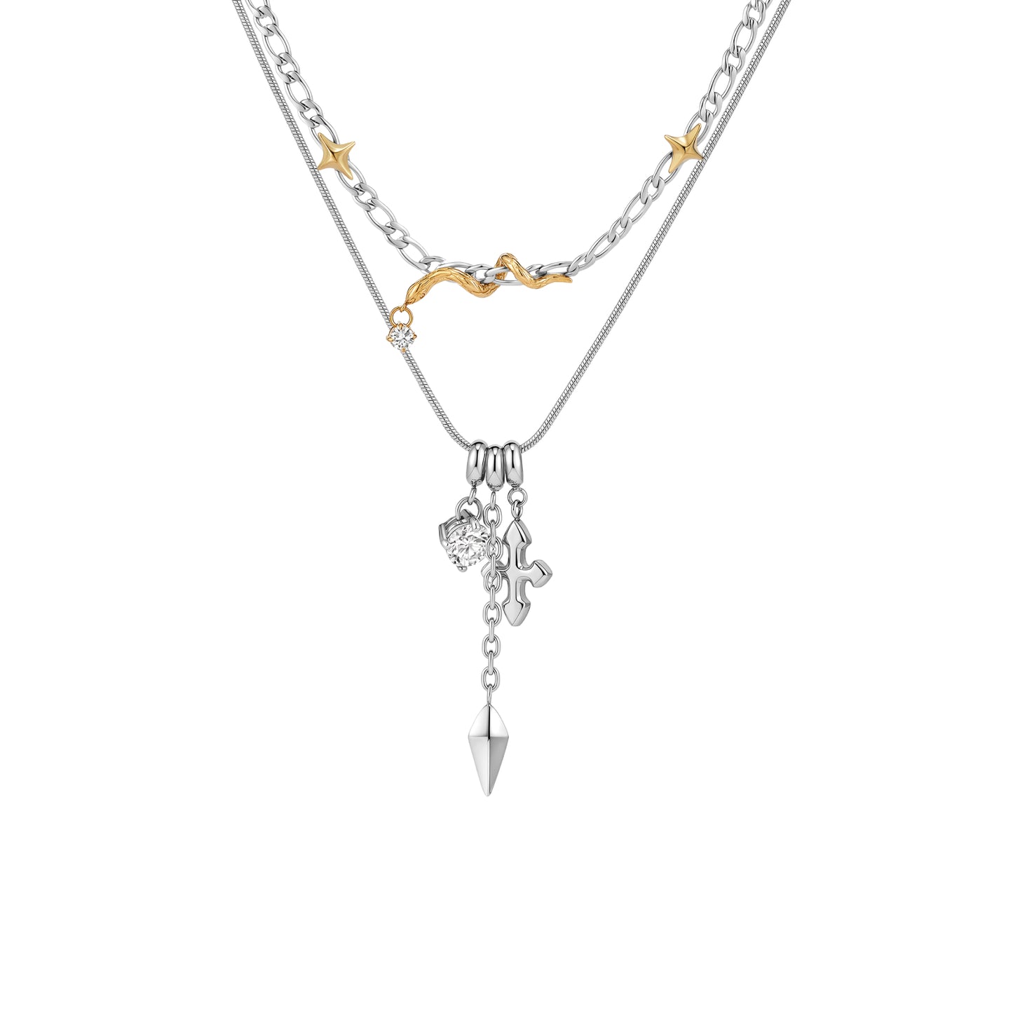 Starburst Key Mini Snake Double Layer Necklace