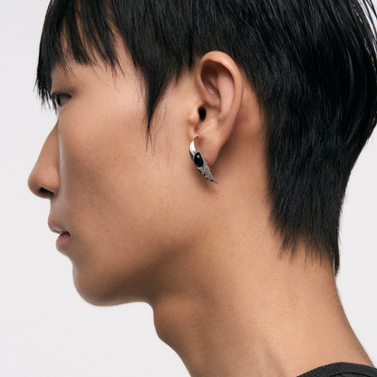 Onyx Snake Tail Stud Earrings