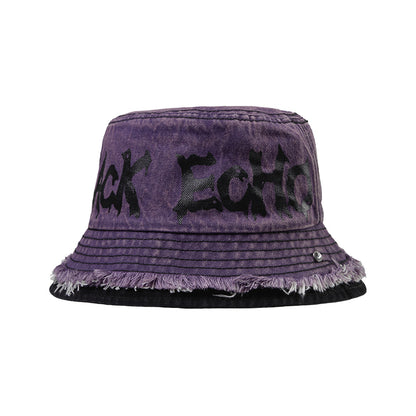 Layered Raw-Edge Bucket Hat