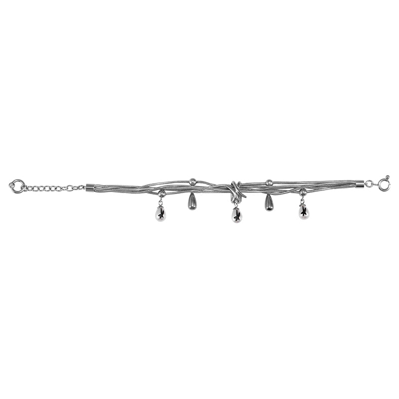 Multi-Chain Teardrop Pearl Bracelet