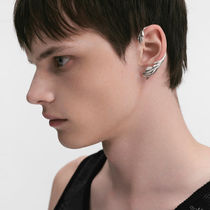 S925 Booby Bird Wing Wrapped Ear Cuff