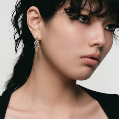 Snake Loop Double Layer Earrings (Two-Tone)