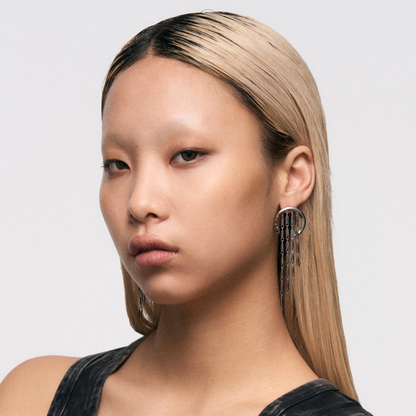 Snake Hoop Tassel Earrings