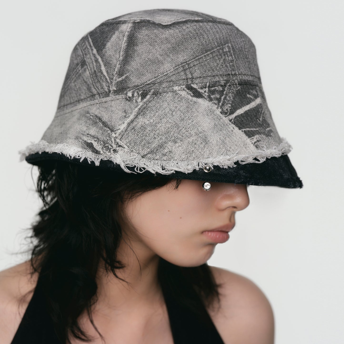 Layered Patchwork Denim Bucket Hat