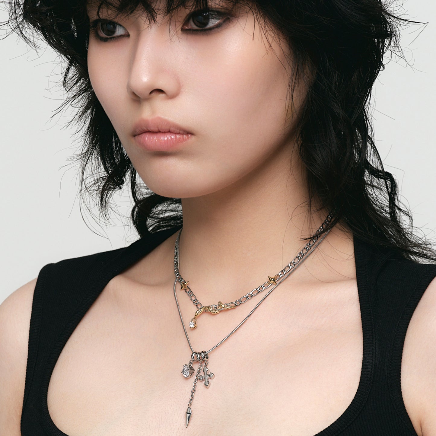 Starburst Key Mini Snake Double Layer Necklace