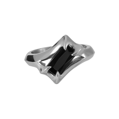 Spiked Black Square-Cut Ring