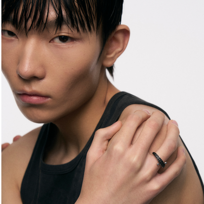 Snake Pattern Ring with Piercing Detail