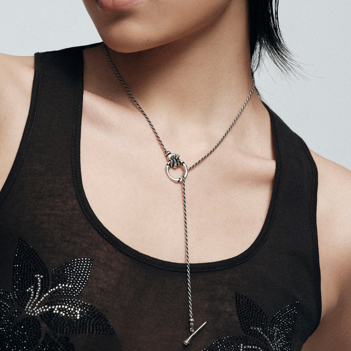 Night Cat Claw T-Bar Chain Necklace