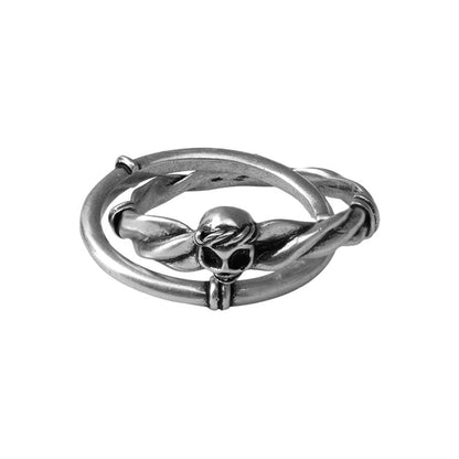 S925 Sterling Silver Double-Layer Skull Ring