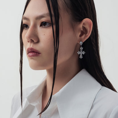 Crossflower Pendant Stud Earrings