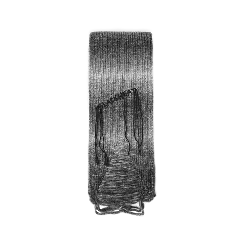 Black-White Gradient Distressed Scarf