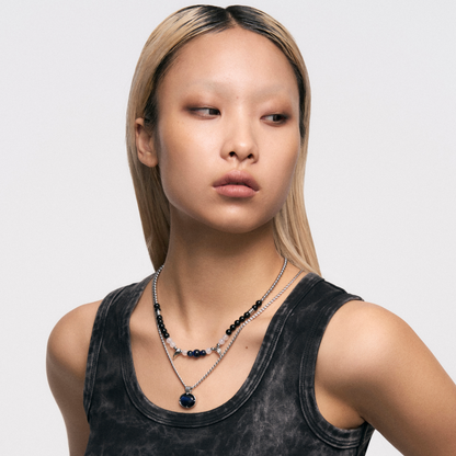Snake Fang Bead Pull-Through Double Layer Necklace
