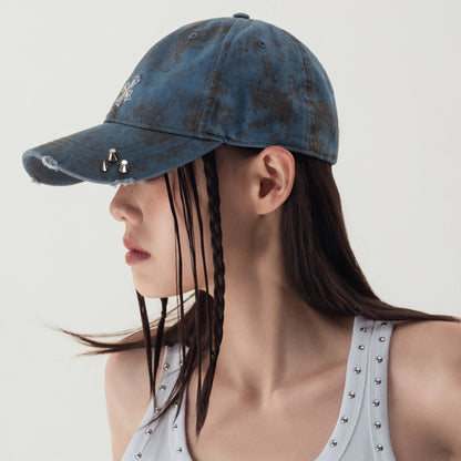 Crossflower Emblem Denim Baseball Cap
