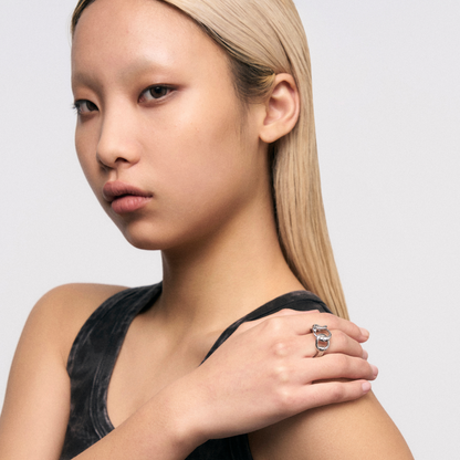 Snake-Shaped Triple Ring Wide Ring