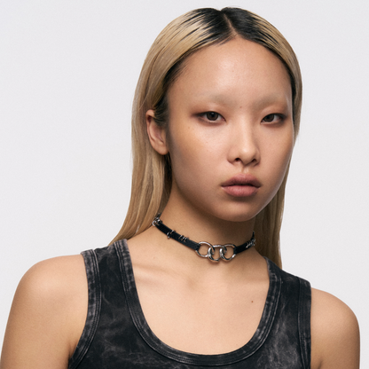 Snake Pattern Pierced Triple Serpent Choker