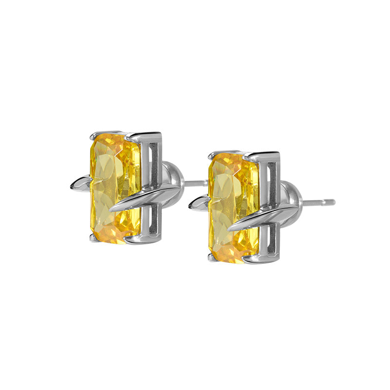 Spiked Yellow Square-Cut Studs