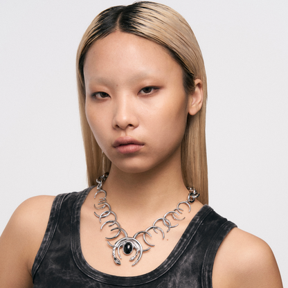 Triple Serpent Ring Black Onyx Necklace