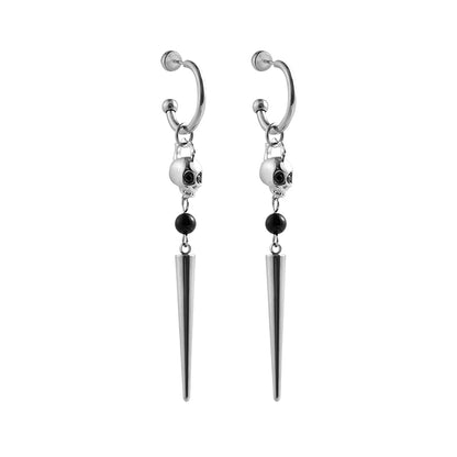 Siren Skull Drop Earrings with Black Onyx