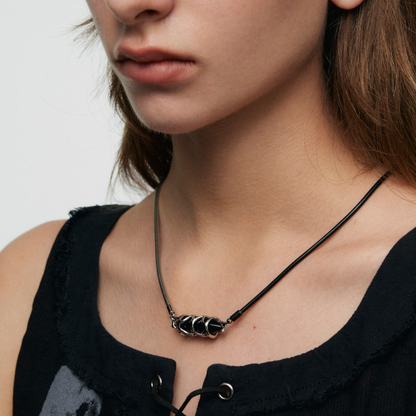 Star Cone Black Onyx Splicing Necklace