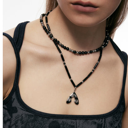 Punk Moth Double-layer Beaded Necklace