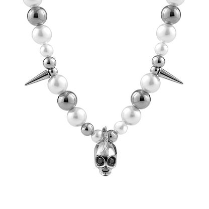 Beaded Siren Skull Necklace