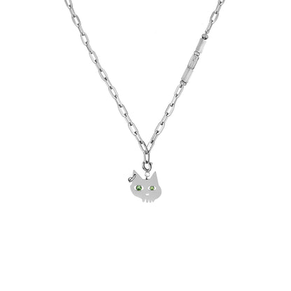 BLACK GLOVES SKULL CAT DETACHABLE PENDANT NECKLACE