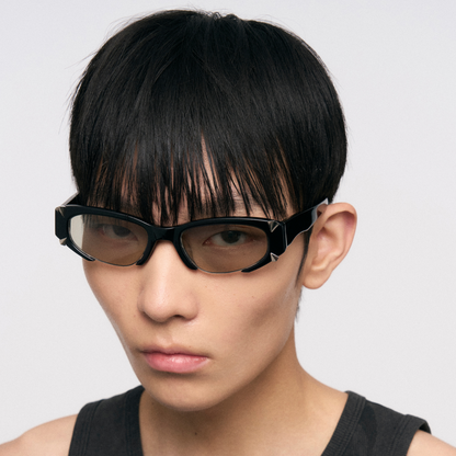 Square Half-Frame Sunglasses (Black)