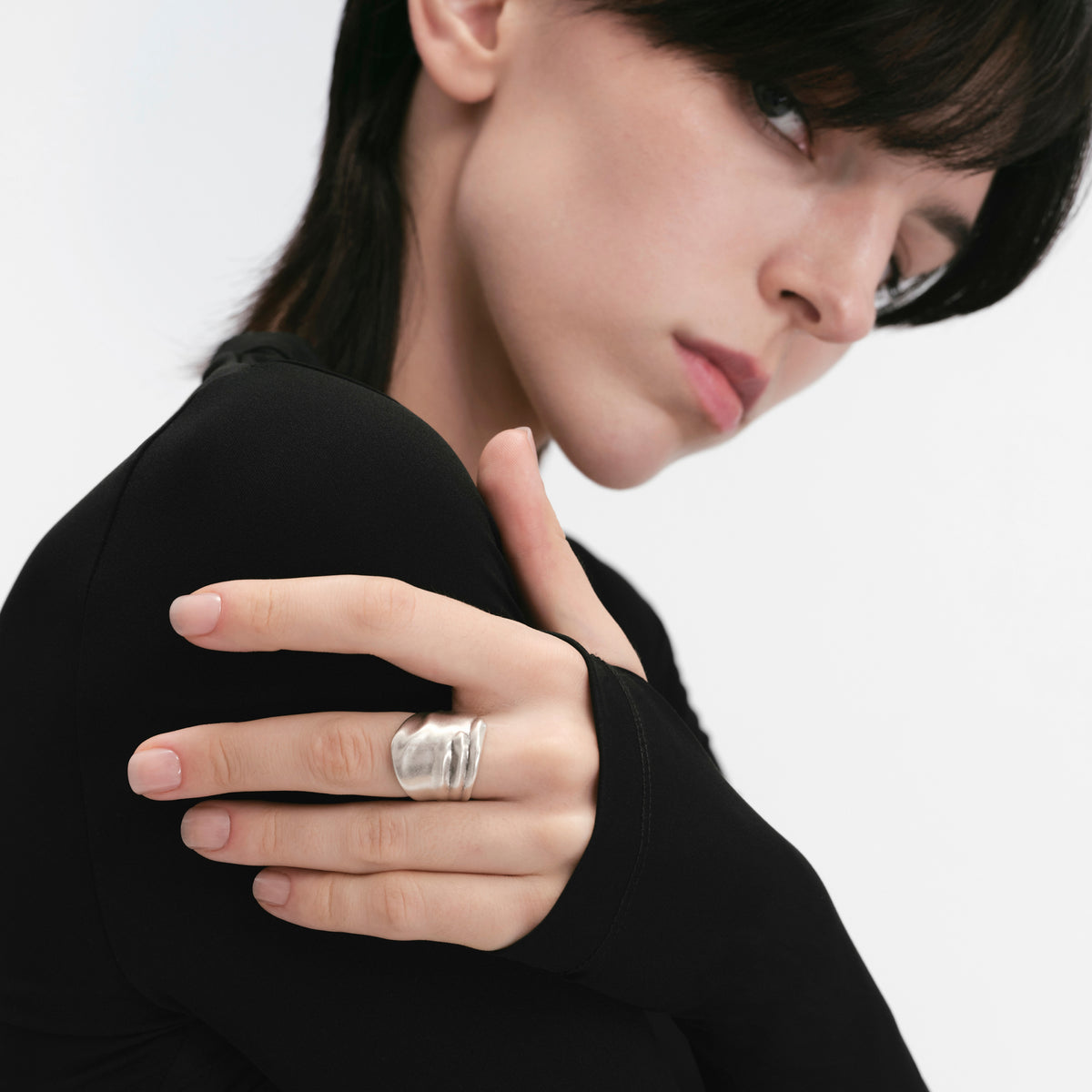 S925 Booby Bird Wing Wide Band Ring