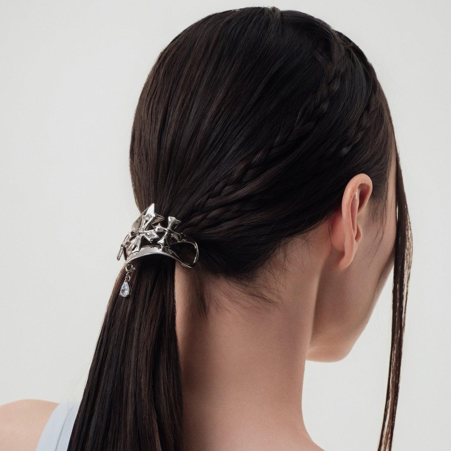 Crossflower Ribbon Ponytail Clip