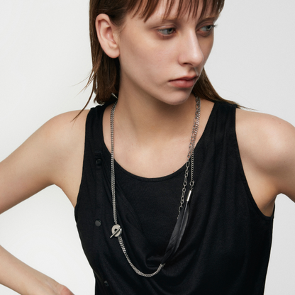 Long Feather Sweater Necklace