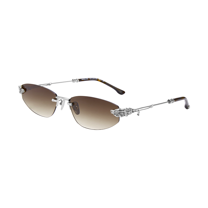 Skeletal Piercing Rimless Sunglasses (Polarized Gradient Brown)