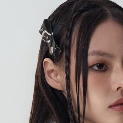 Crossflower Leather Tie Hair Clip