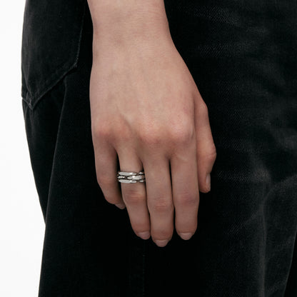 Rhinestone Inlay Structured Adjustable Ring