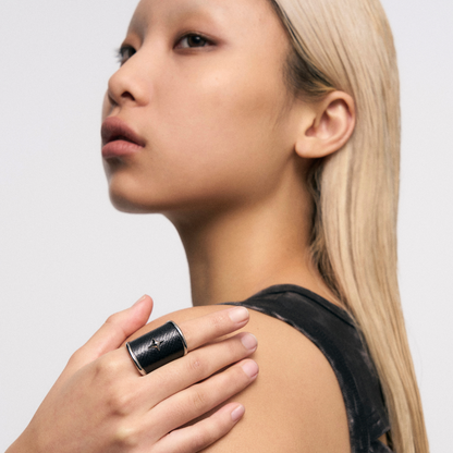 Snake Pattern Starburst Wide Ring