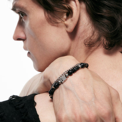 LOGO Tag Beaded Double-layer Bracelet