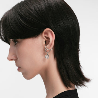 S925 Booby Bird Feather Double Layer Ear Cuff