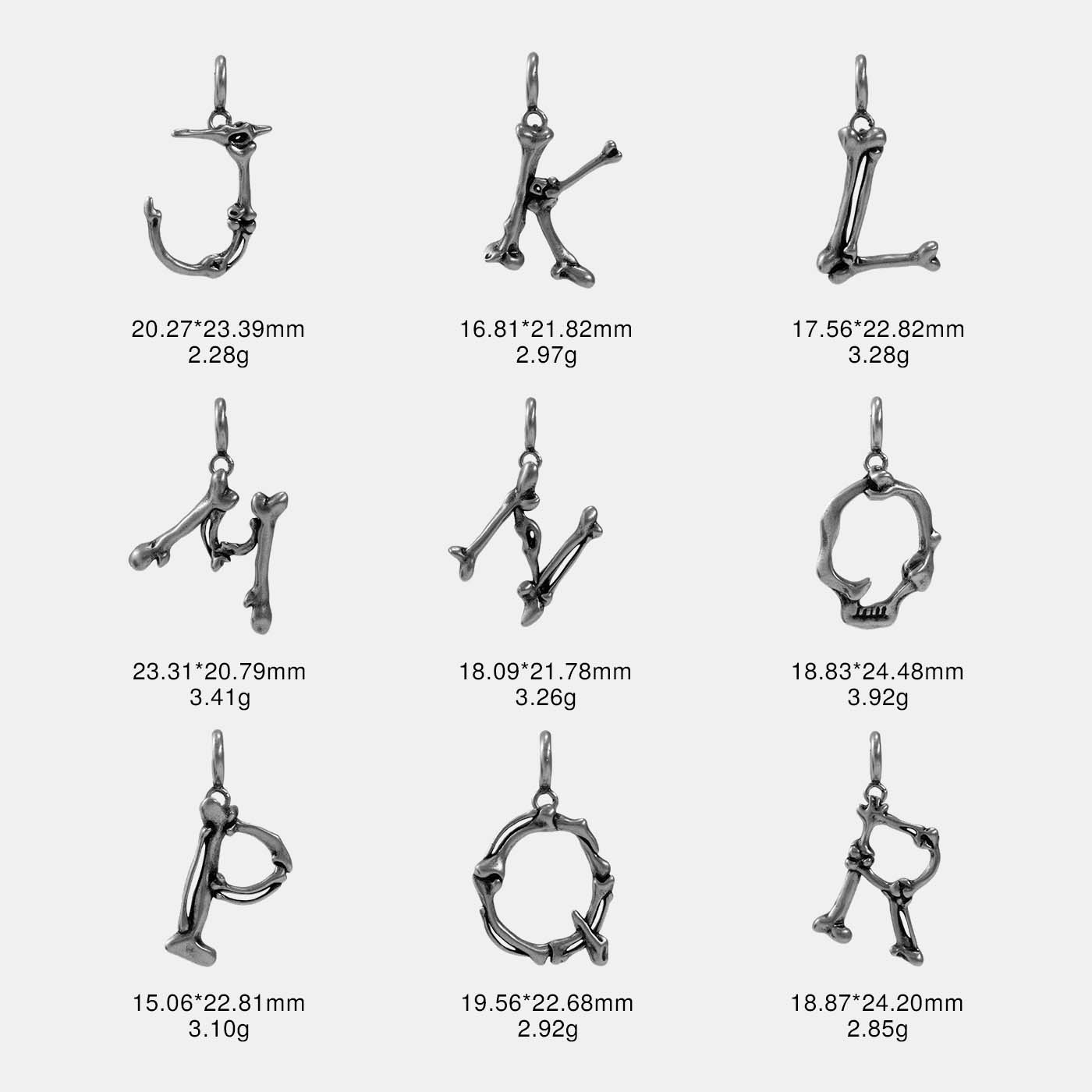 S925 Sterling Silver Bone Letter Pendant