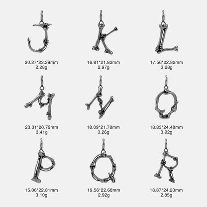 S925 Sterling Silver Bone Letter Pendant