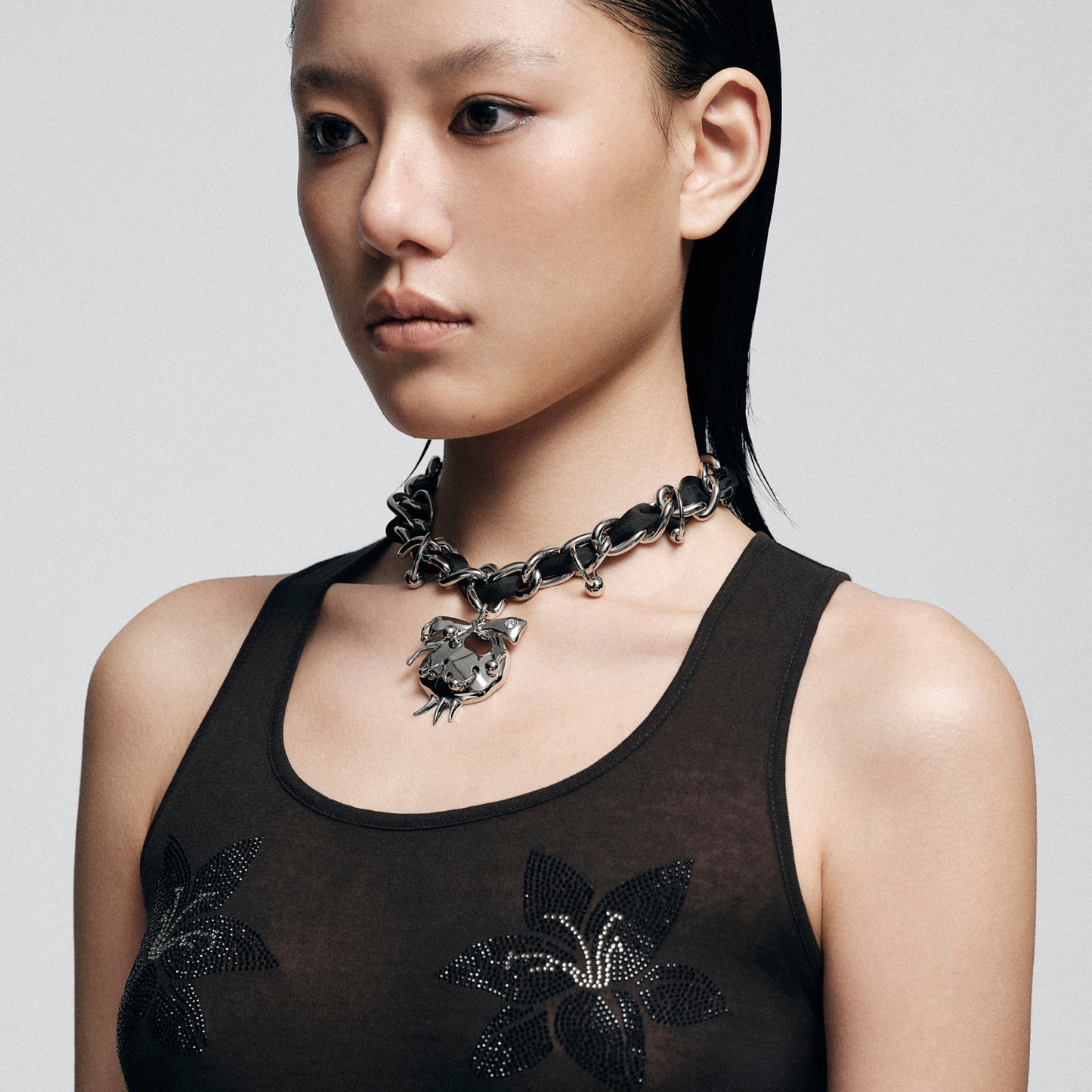 Pierced Pomegranate Strap Choker