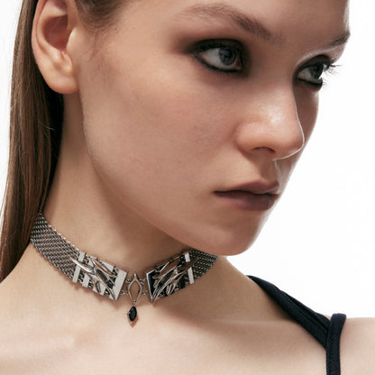 Punk Moth Pattern Wide Choker