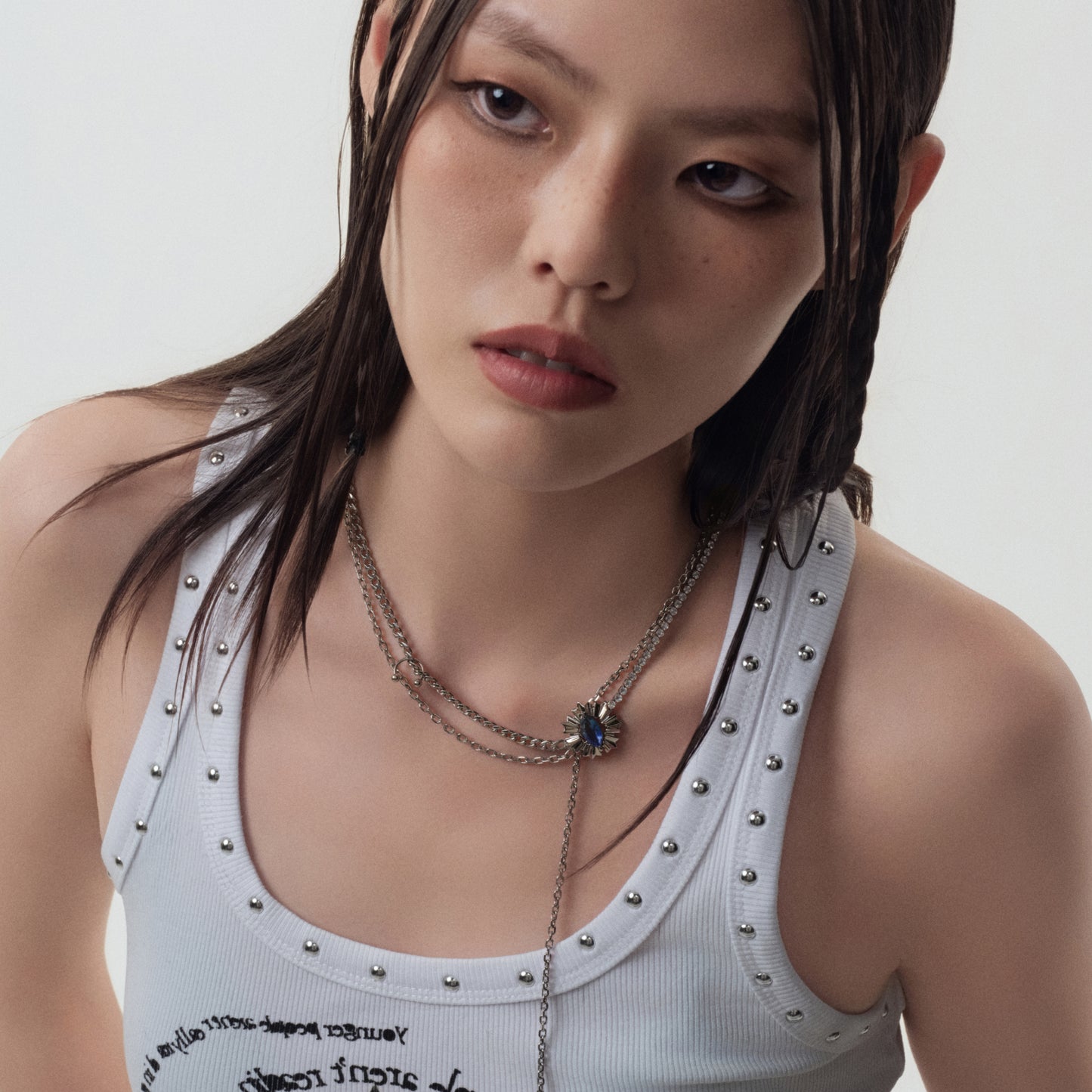 Cornflower Double-Layer Drawstring Necklace