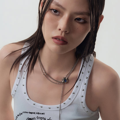 Cornflower Double-Layer Drawstring Necklace