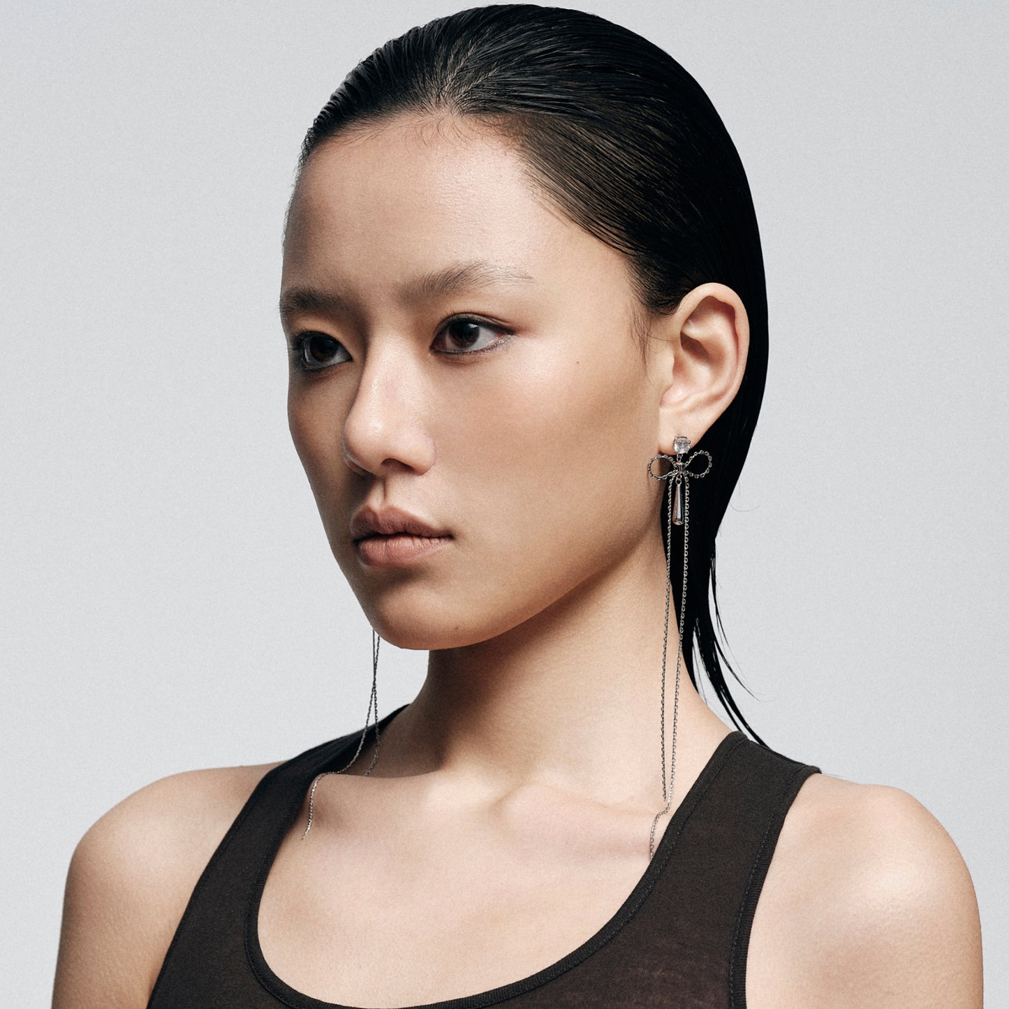 Ribbon Bow Zircon Drop Earrings
