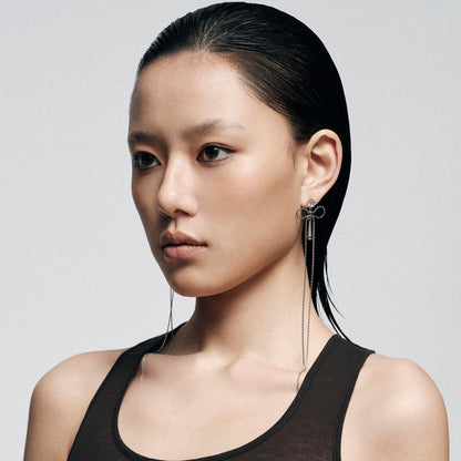 Ribbon Bow Zircon Drop Earrings