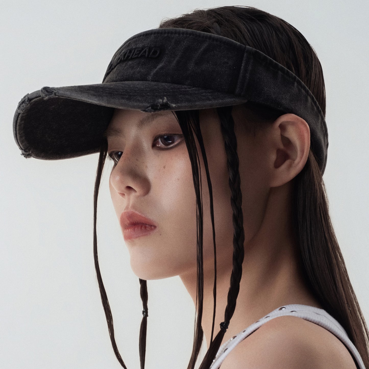 Denim Lace-Up Open-Top Cap