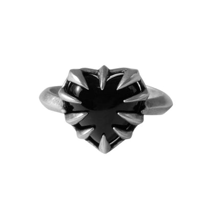 S925 Sterling Silver Spike Heart Ring