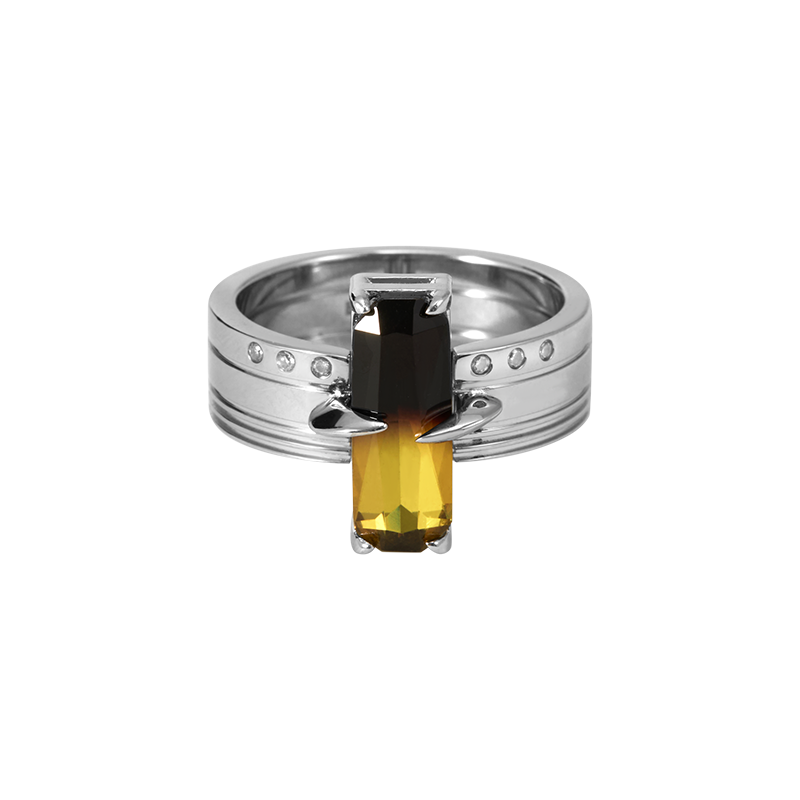 Bone Record Pattern Gradient Tourmaline Ring