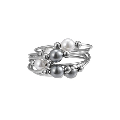 Multi-Ring Wrapped Gradient Pearl Ring